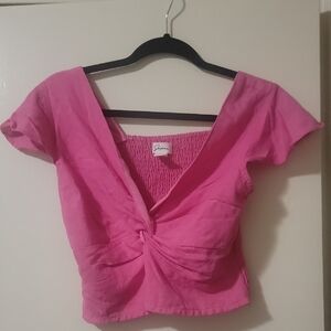 Jopna Pink Twist-Front Crop Top
